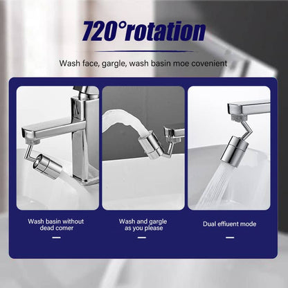 Chrome faucet splash filter with rotating head for adjustable spray modes