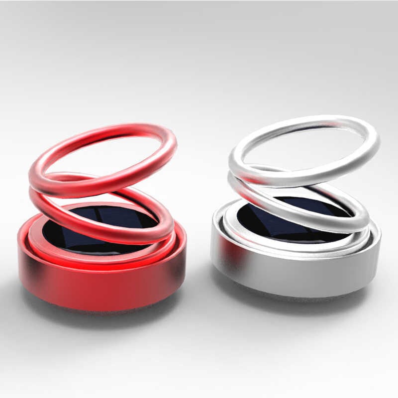 Double-ring car air freshener set: red and white/silver glossy loops on bases