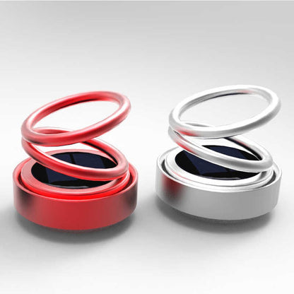 Double-ring car air freshener set: red and white/silver glossy loops on bases
