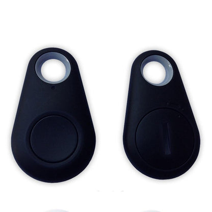 Black Bluetooth tracker tags, each with lanyard hole and round button.